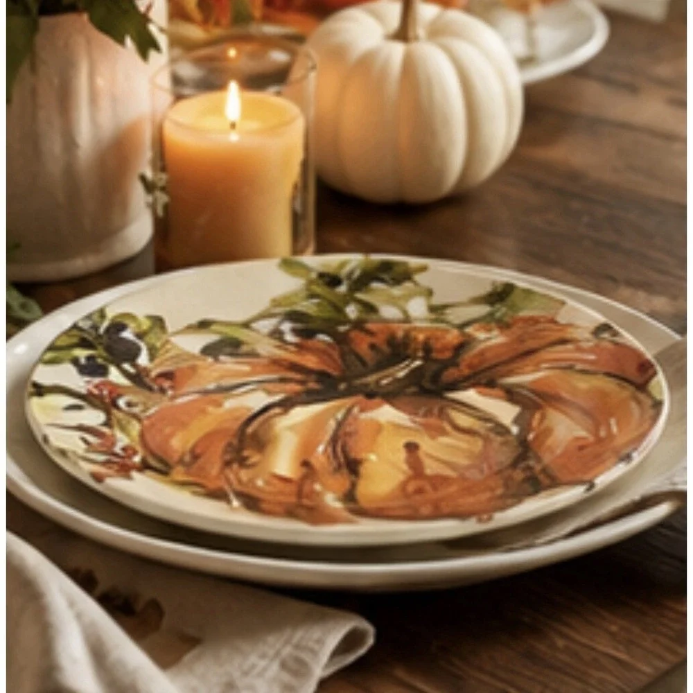 New In Box~4~Pottery Barn Fall Harvest Pumpkins 8 1/4